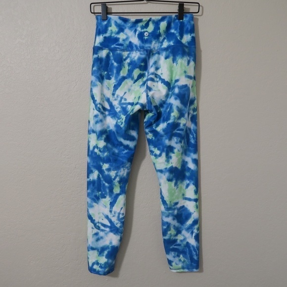 Wildfox Tie Dye Leggings Yoga Workout Full Length Gym Hippie Green Blue - Picture 5 of 11